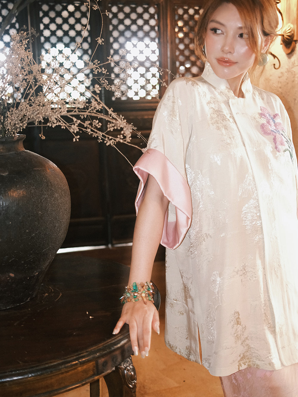 MUKZIN“Capsule Collection”Oriental Qipao - Style Brocade Top