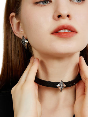 MUKTANK X QUANDO Dark Star's Eye Pure Silver Leather Necklace