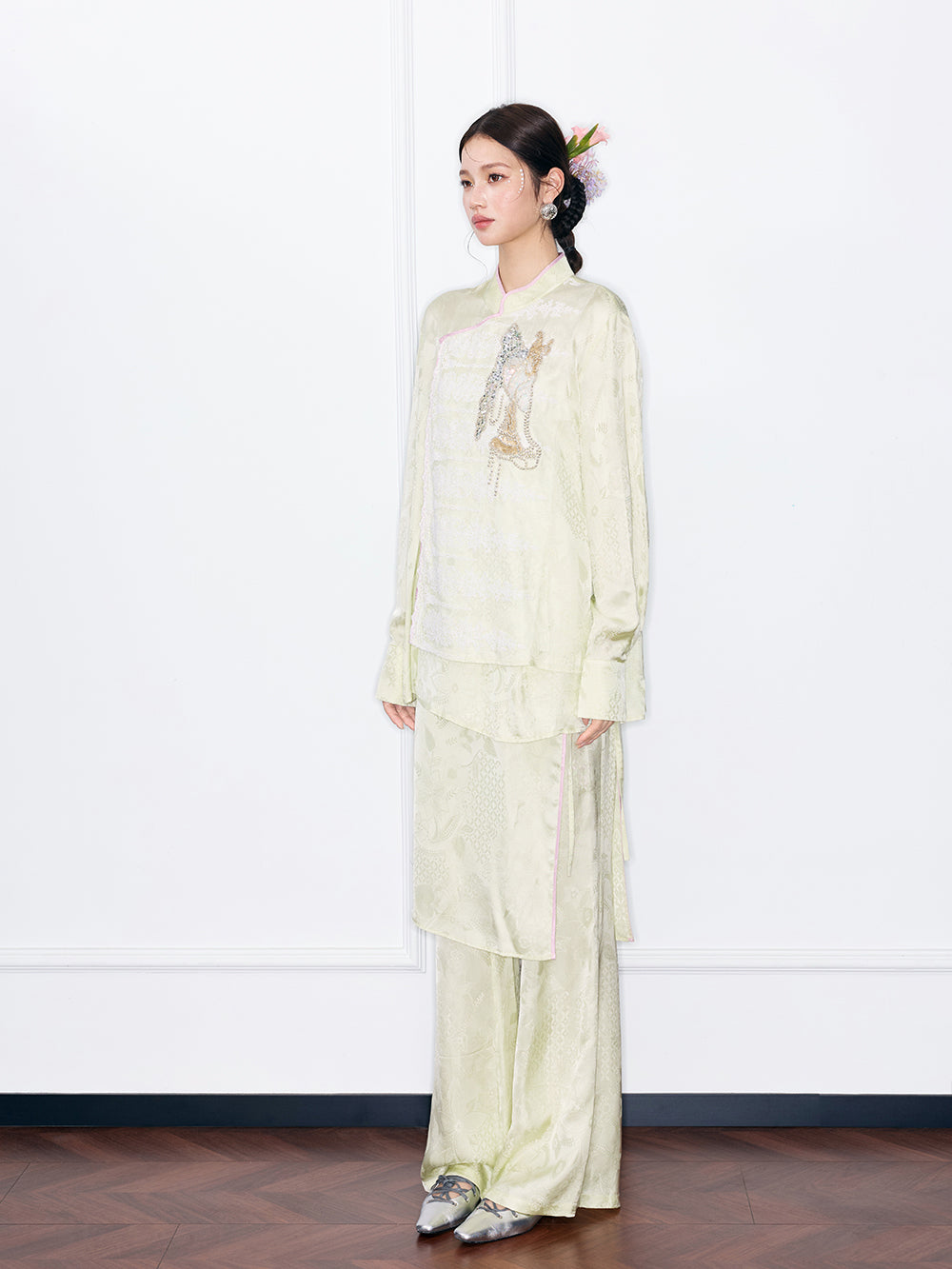 MUKZIN“Night Ballad of Chang'an”Wrap Layered Wide-Leg Pants | Tang Dynasty Inspired Satin Trousers (Copy)