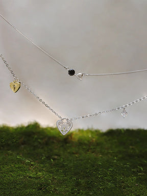 MUKTANK×SUN HUNTERTwo-tone lace heart lock necklace