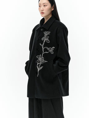 MUKTANK×LOUMUTAKU Iris Beaded Tube Embroidered Overcoat