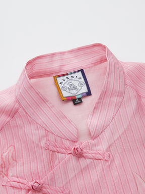Mukzin "Ode To The New Summer" New Chinese-Style Shirt With Frog Buttons At The Collar And Printed Patterns
