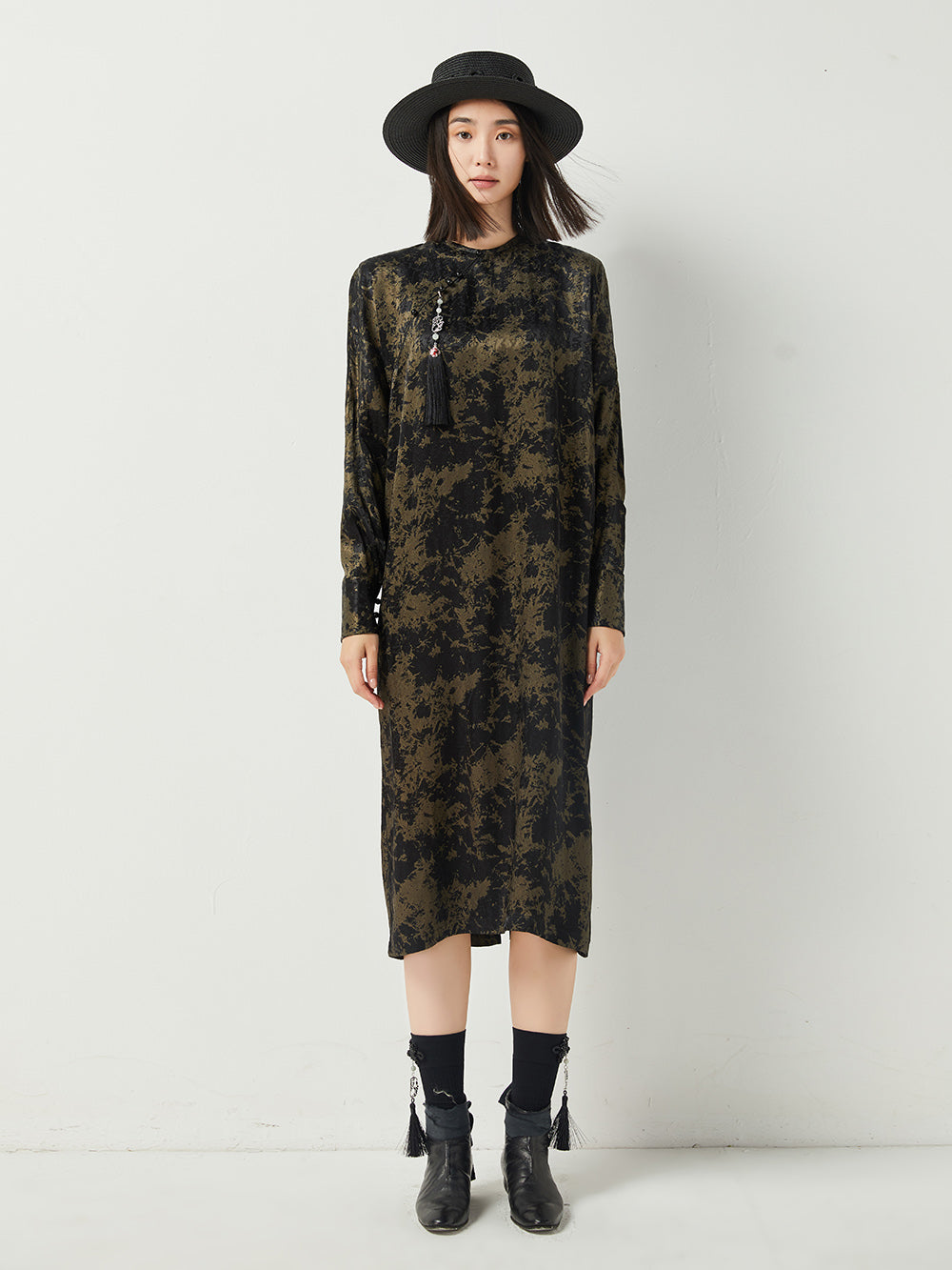 MUKTANK×CUUDICLAB Gold Foil Jacquard Dress