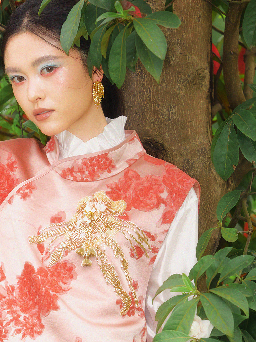 MUKZIN×Capsule Collection Modern Chinese Linen Skirt Set with ICH Su Embroidery – Orange
