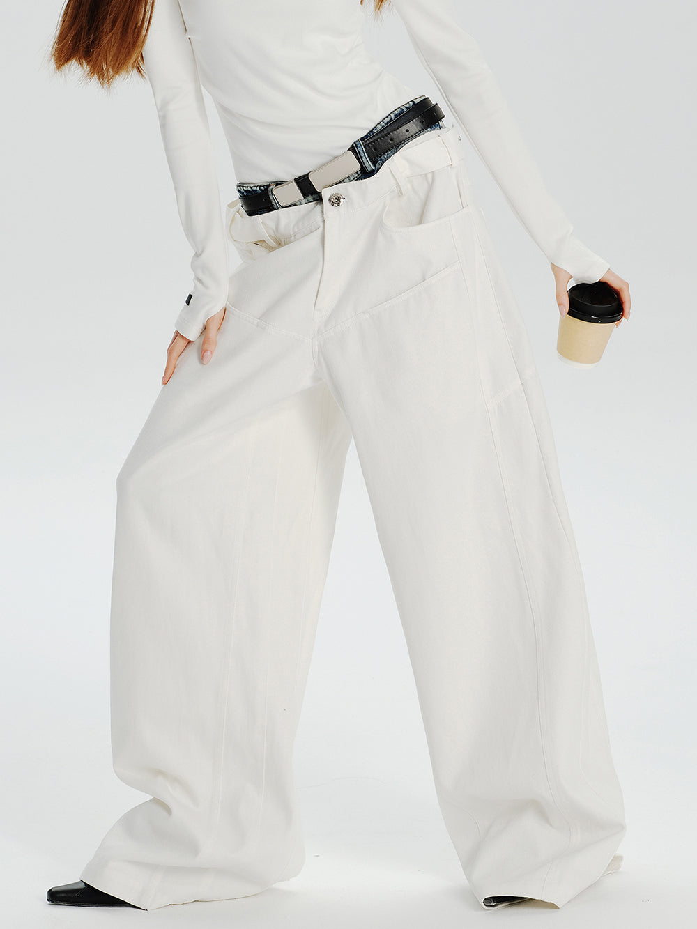 MUKTANK×MODULER Waist-Paneled Heavy-Duty Oversized Jeans