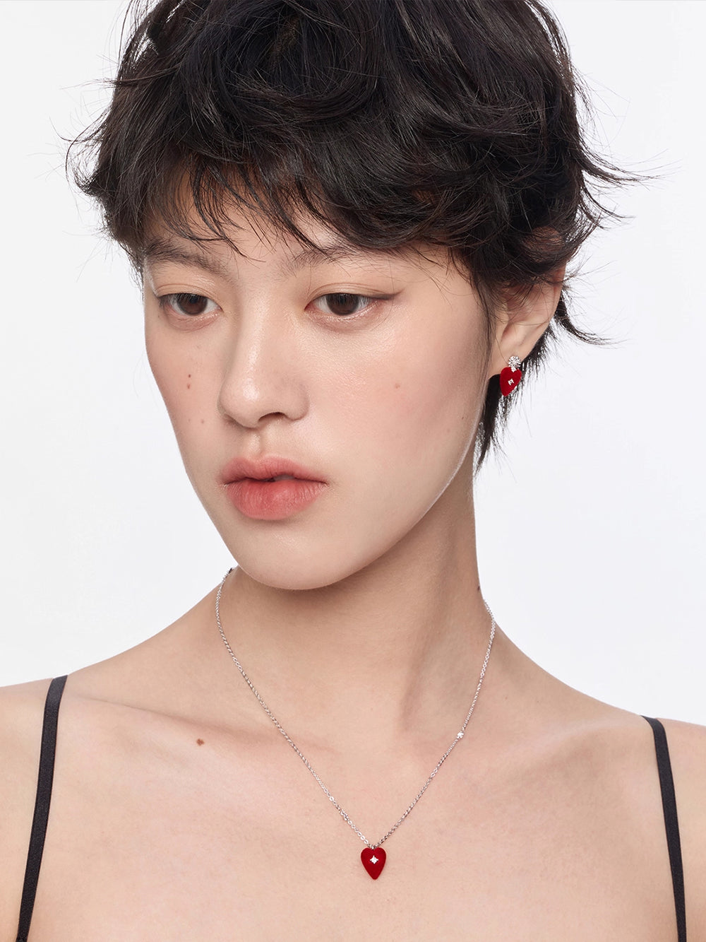 MUKTANK×SUN HUNTER Velvet Heart Plain Chain Necklace