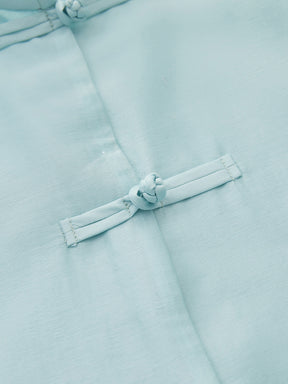 MUKZIN¡°Capsule Collection¡±Chinese Style Mandarin Collar Frog Button Blouse with Fur Cuff