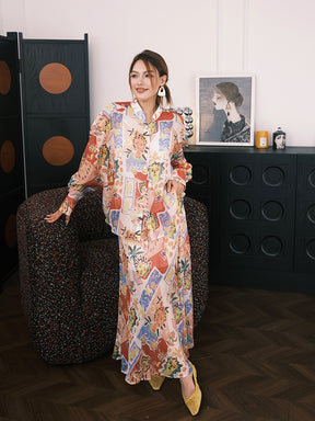 MUKZIN“Capsule Collection”Eye - Catching and Versatile Loose Long - Sleeve Shirt with Abstract Figure Prints
