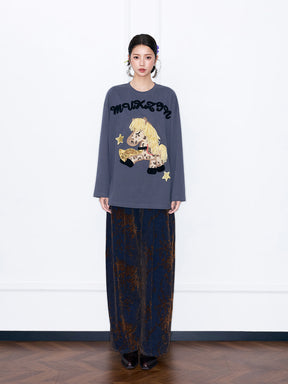 MUKZIN“Capsule Collection”Cute Cartoon Pony Embroidered Long-Sleeve T-Shirt