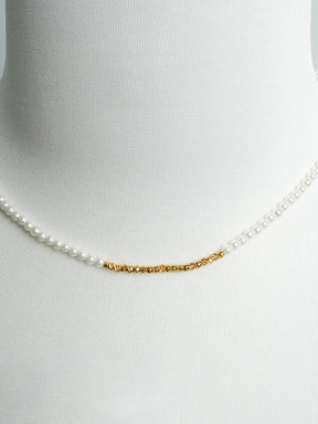 MUKTANK Crushed Gold Crescent Necklace