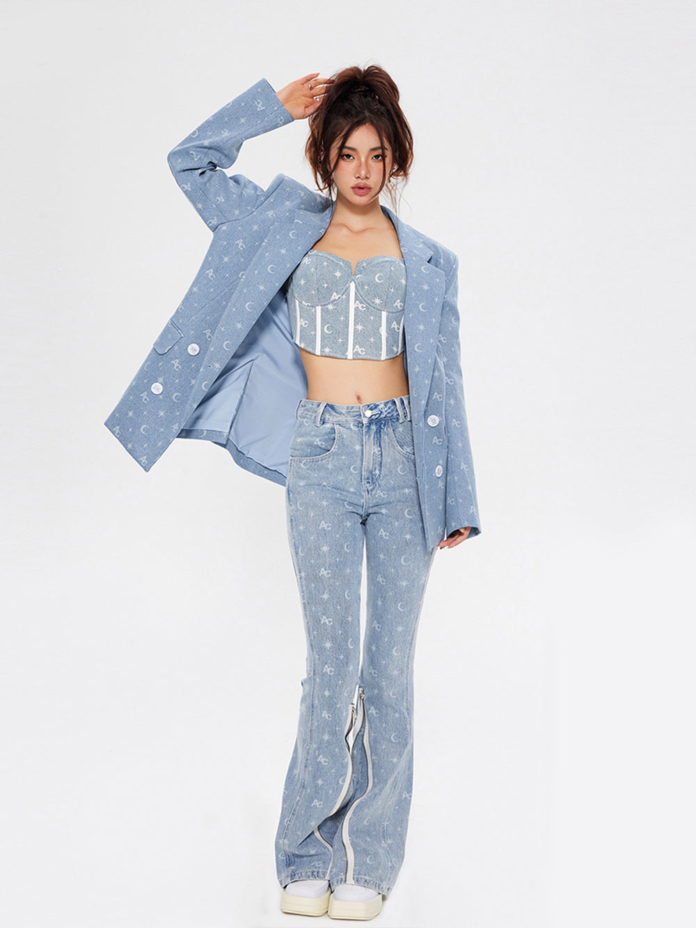 MUKTANK × ARDENCODE Loose Printed Denim Suit