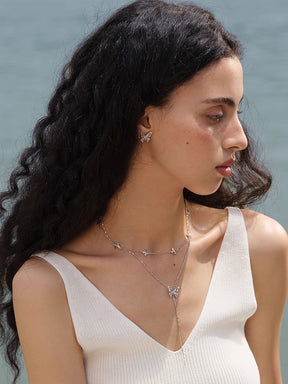 MUKTANK×SUN HUNTER “Emergence”Double-Layer Lace Butterfly Y-Necklace
