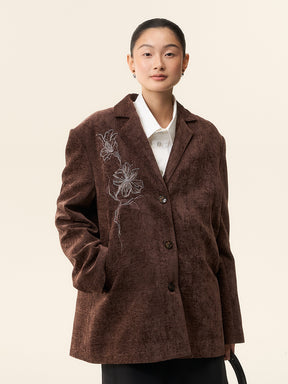 MUKTANK×LOUMUTAKU Embroidered Jacquard Velvet Blazer