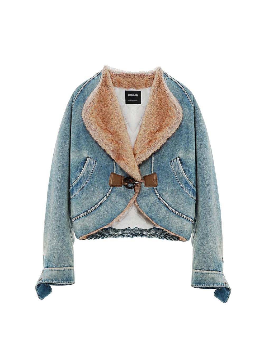 MUKTANK×MODULER Faux Mink Fur Collar Quilted Pumpkin-Shaped Coat