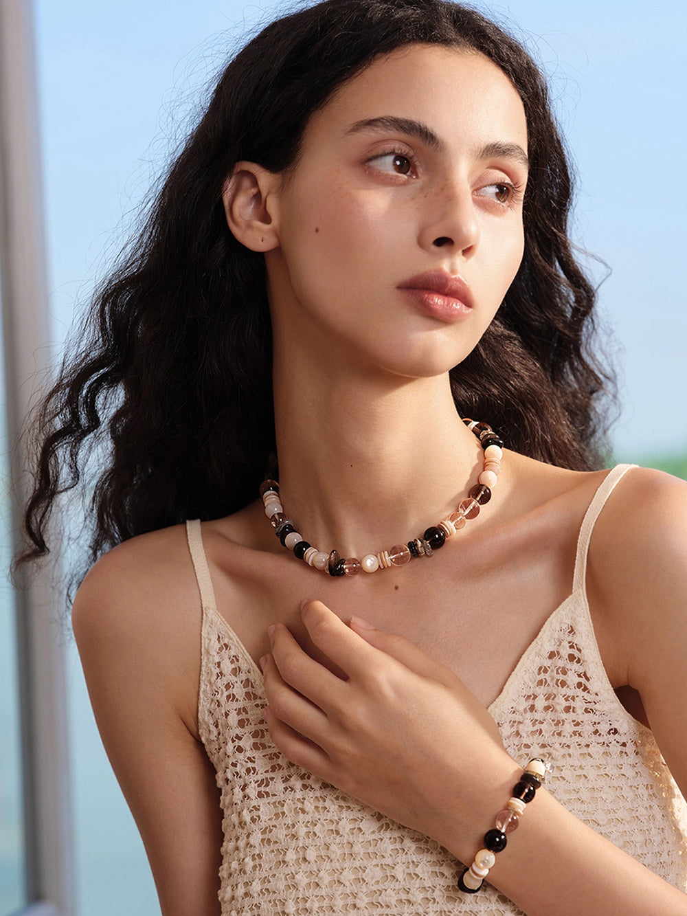 MUKTANK×SUN HUNTER“Fleeting Light”Obsidian Necklace