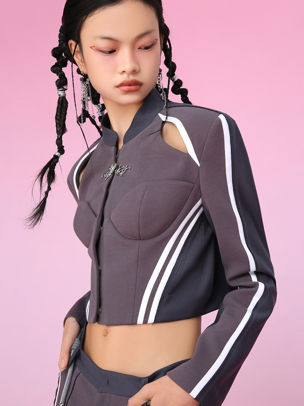 MUKZIN Crop Patchwork Sport Top