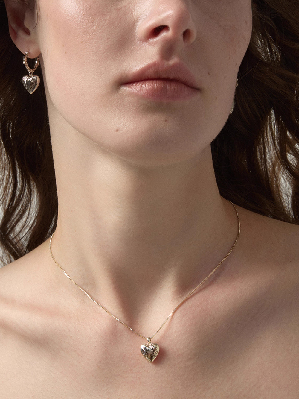 MUKTANK×SUN HUNTER Mini Carved Heart Plain Chain Necklace