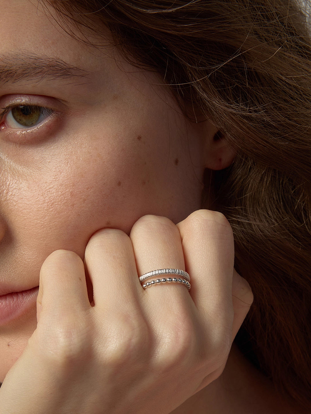 MUKTANK×SUN HUNTER Brushed Double-Layer Ring - S925 Silver