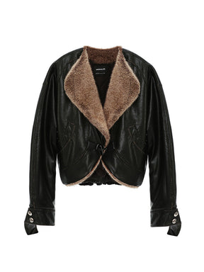 MUKTANK×MODULER Faux Mink Fur Collar Quilted Pumpkin-Shaped Coat