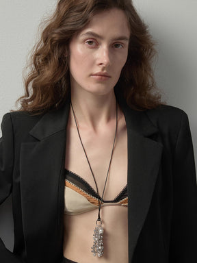 MUKTANK×SUN HUNTER Pearl Cluster Faux Pearl Adjustable Slider Necklace