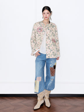 MUKZIN“Capsule Collection”Vintage Embroidery Round Neck Loose Jacket