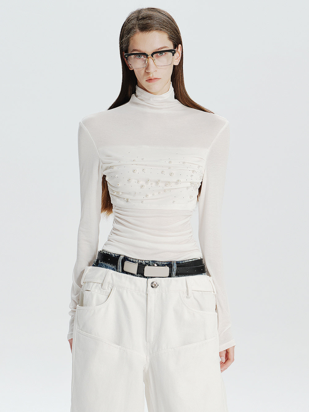 MUKTANK×MODULER Tencel-Wool Pearl Turtleneck Top