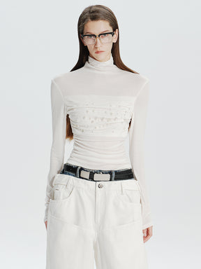 MUKTANK×MODULER Tencel-Wool Pearl Turtleneck Top