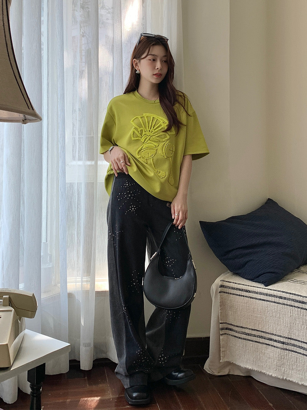 MUKZIN You Long Xi Feng Spliced Denim Trousers