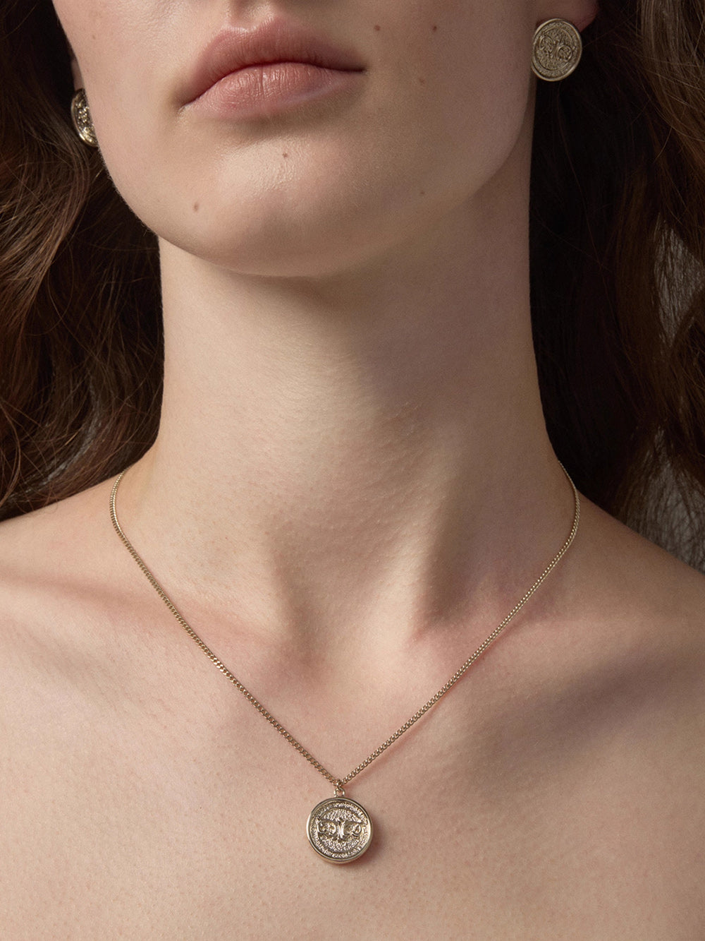 MUKTANK×SUN HUNTER Coin Tiger Eye Double Layer Necklace