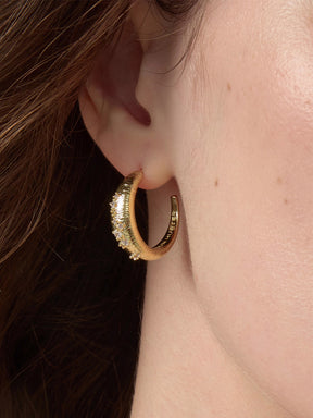 MUKTANK×SUN HUNTER 2mm Diameter C-Hoop Brushed Earrings