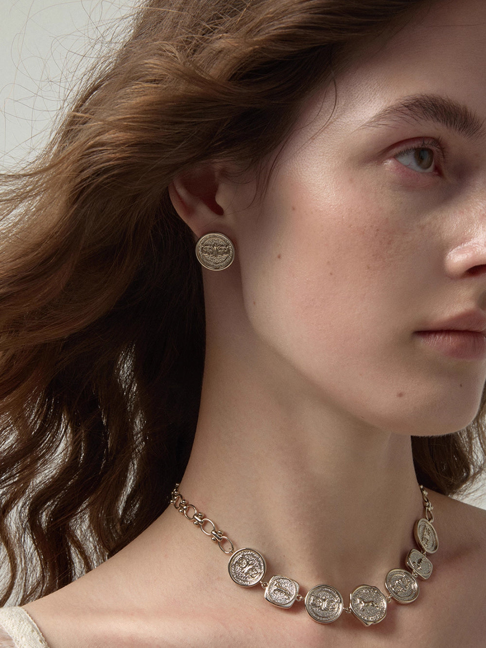 MUKTANK×SUN HUNTER Iris Coin Stud Earrings