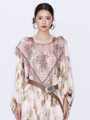 MUKZIN¡°Capsule Collection¡±Bohemian Beaded Fringe Mesh Shrug