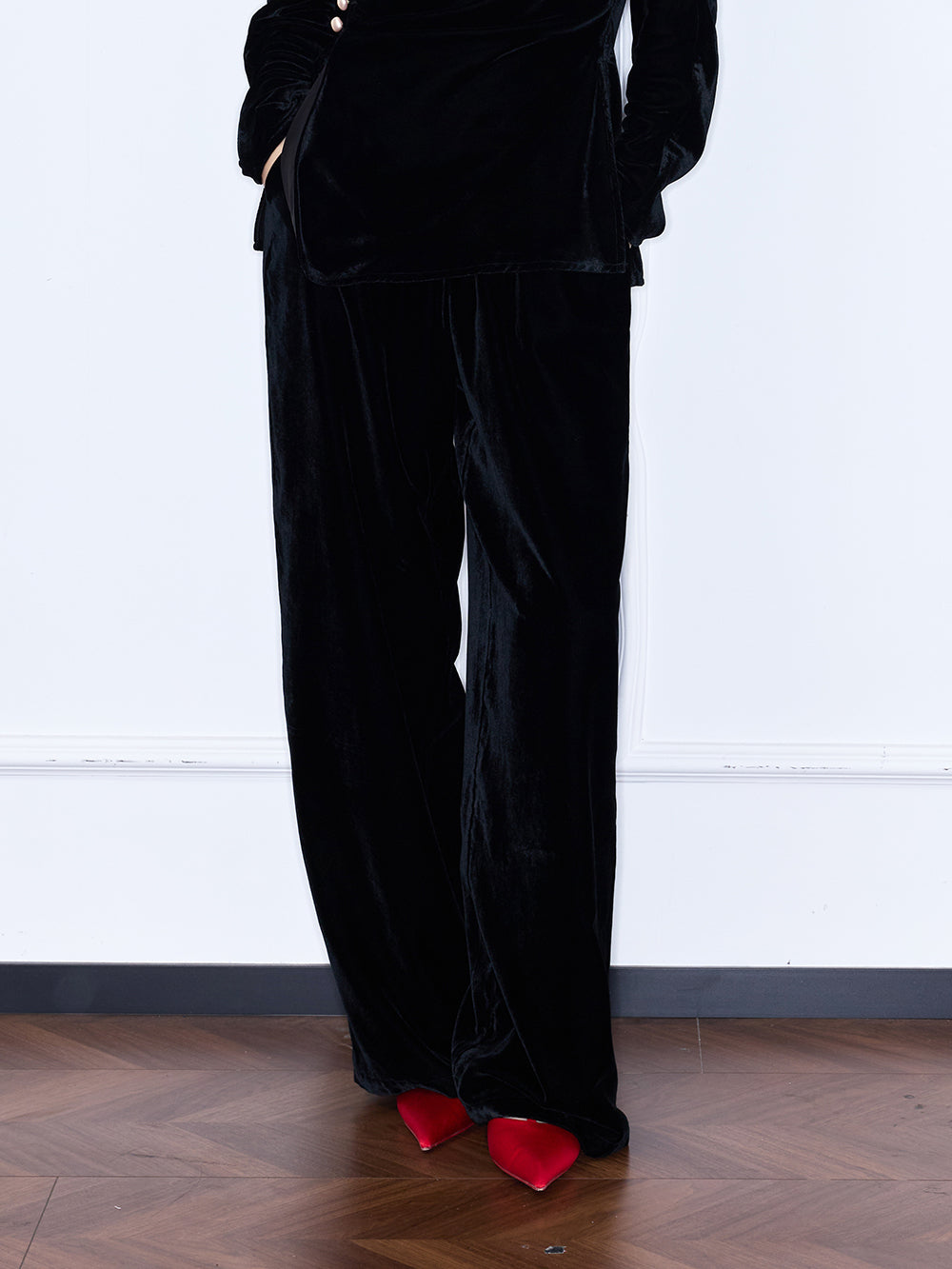 MUKZIN“Capsule Collection”Velvet Elastic Waist Wide Leg Pants