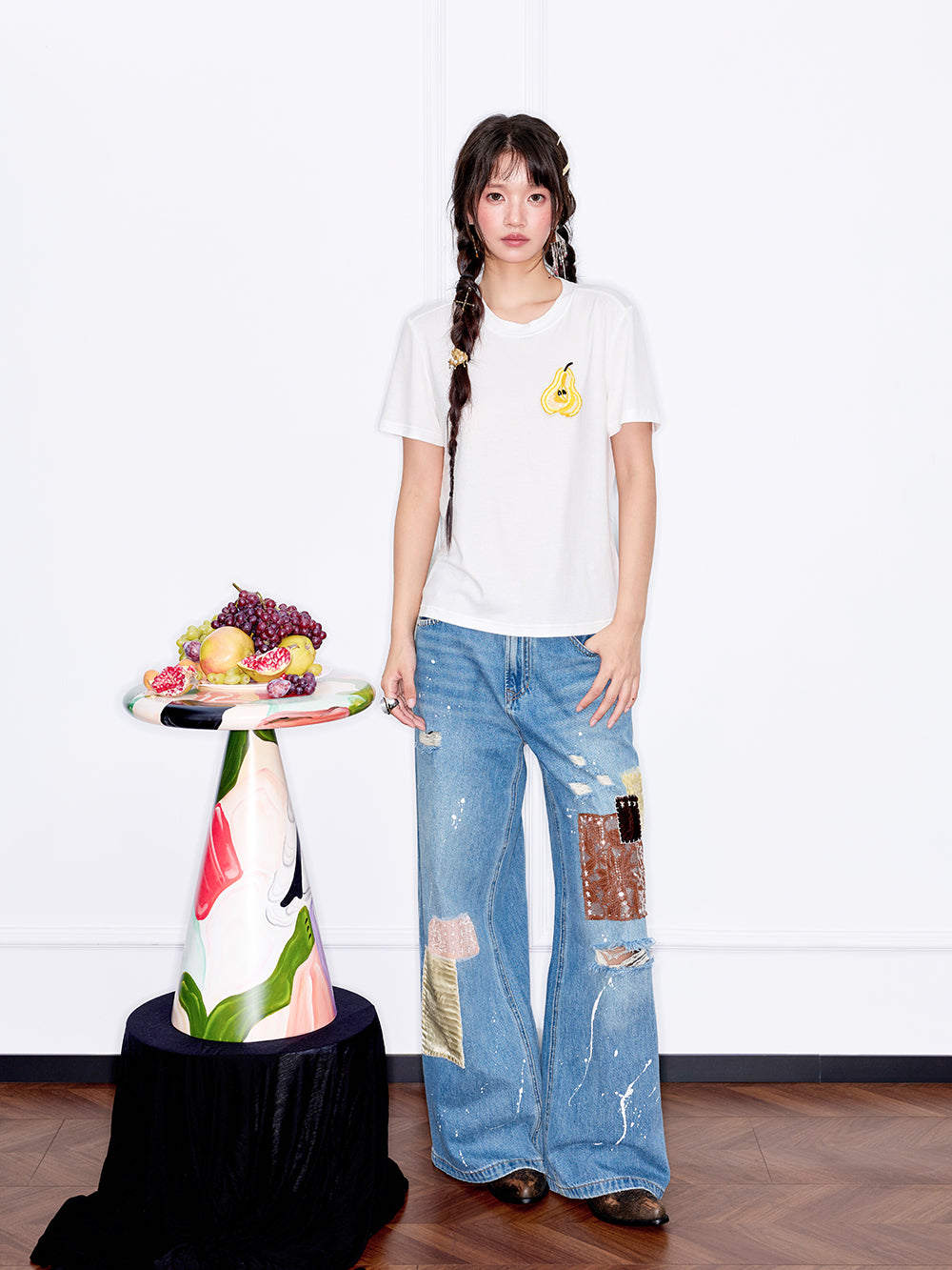 MUKZIN“Capsule Collection”Cotton Casual Versatile Short-Sleeve T-Shirt with 3D Fruit Pattern