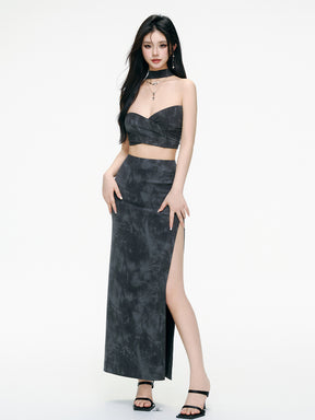 MUKTANK×ARDENCODE Washed-out Knit Midi Skirt