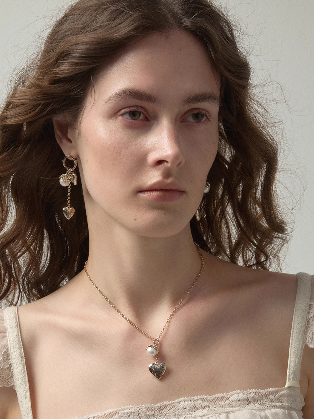 MUKTANK×SUN HUNTER Carved Heart Pearl Necklace