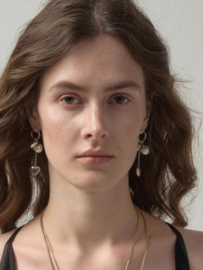 MUKTANK×SUN HUNTER Intricate Heart Faux Pearl Earrings