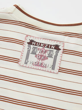 Mukzin "Ode To The New Summer"Khaki Striped Cute Rabbit T-Shirt