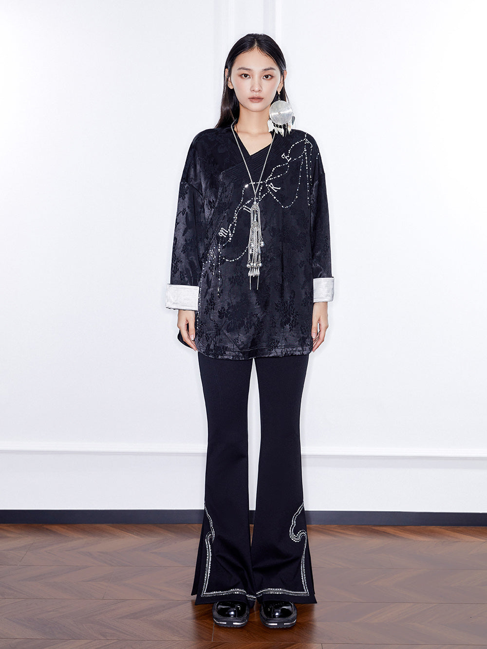 MUKZIN Linglong“Stardust”Asymmetrical Collar Shirt Jacket.