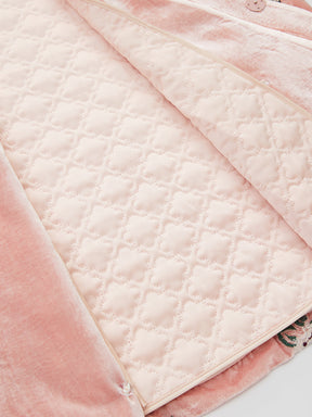 MUKZIN“The Sequence of Deer's Call”Pink Velvet Chinese-Style Floral Embroidery Loose Casual Outerwear