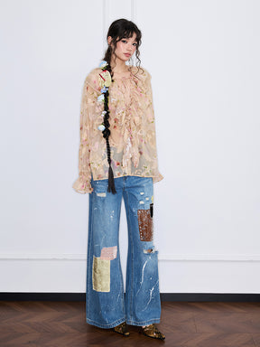 MUKZIN“Capsule Collection”Neo-Chinese style vintage long lightweight shirt