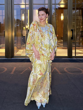 MUKZIN“Capsule Collection”Yellow new Chinese-style slimming maxi dress