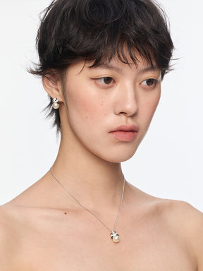 MUKTANK×SUN HUNTER Faux Pearl Panda Simple Necklace