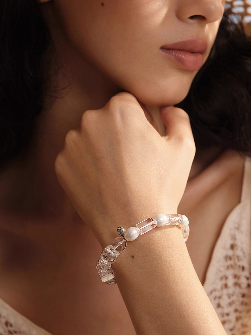MUKTANK×SUN HUNTER“Fleeting Light”Grain Rain Pearl Crystal Bracelet