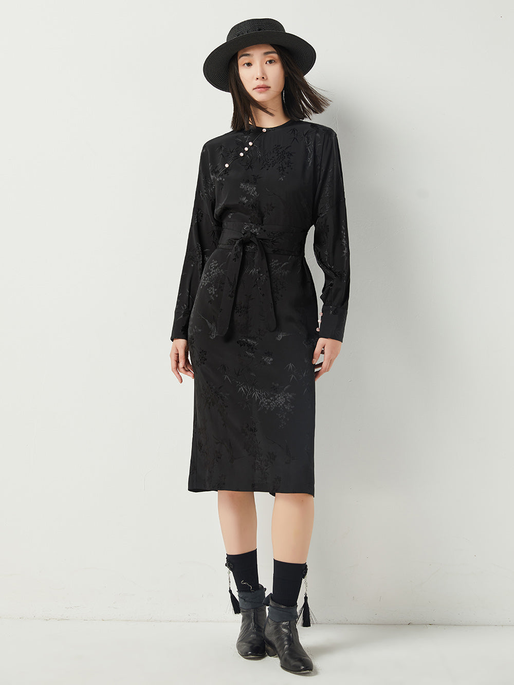 MUKTANK×CUUDICLAB Rayon Long Sleeve Dress