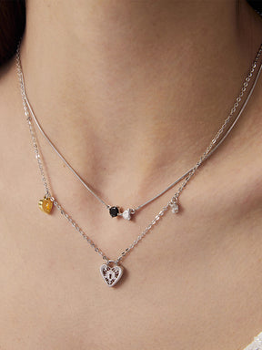 MUKTANK×SUN HUNTERTwo-tone lace heart lock necklace
