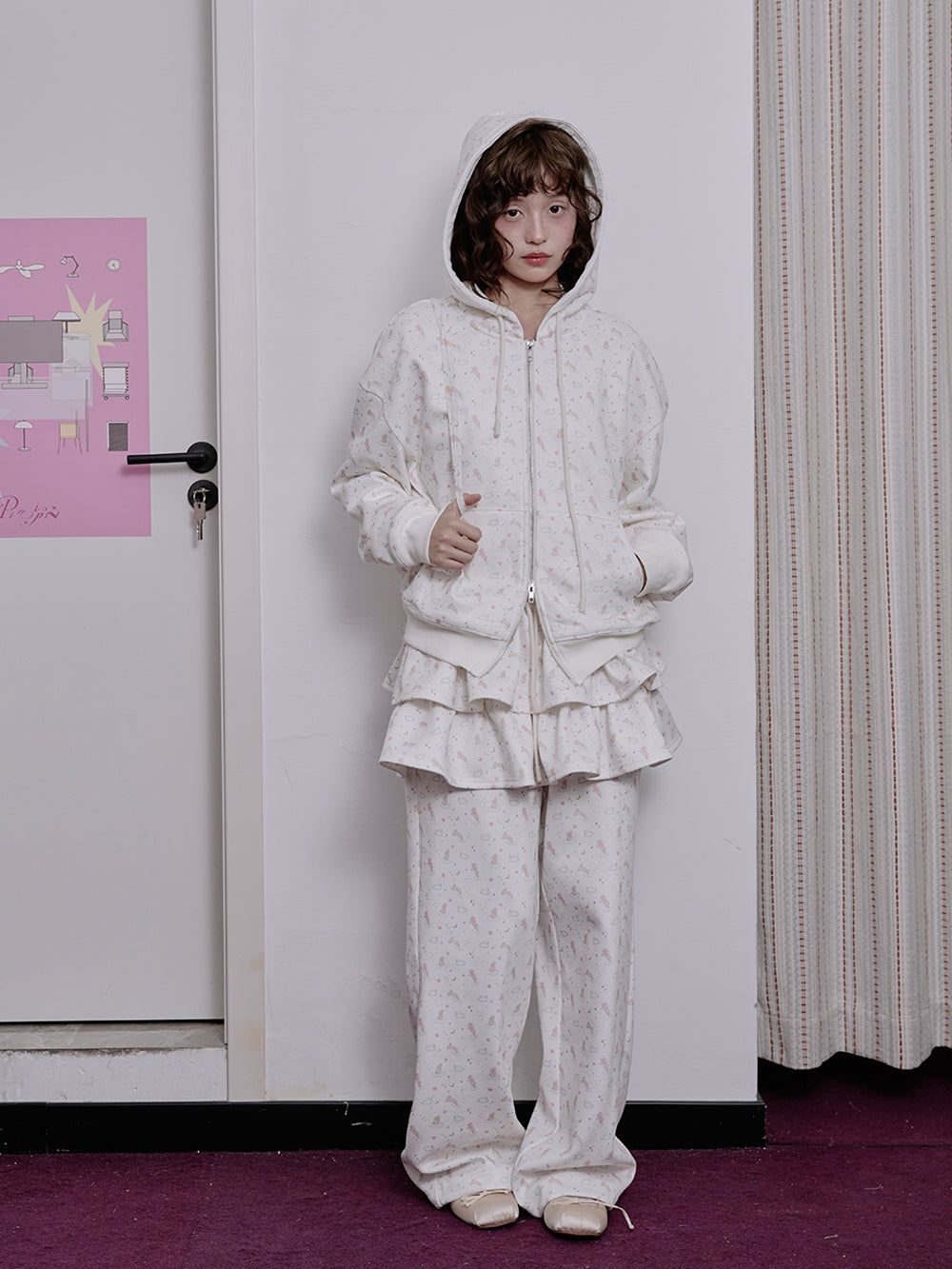 MUKTANK×LOUMUTAKU All-over Print Angel Bunny Pants