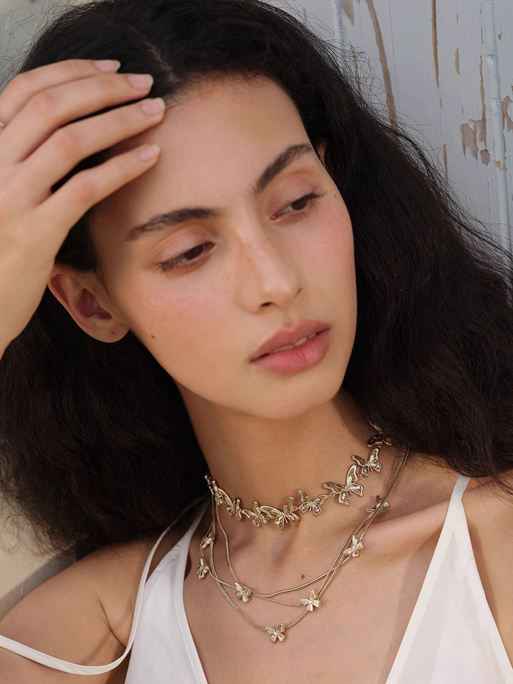 MUKTANK×SUN HUNTER “Emergence”Three-Layer Lace Butterfly Necklace