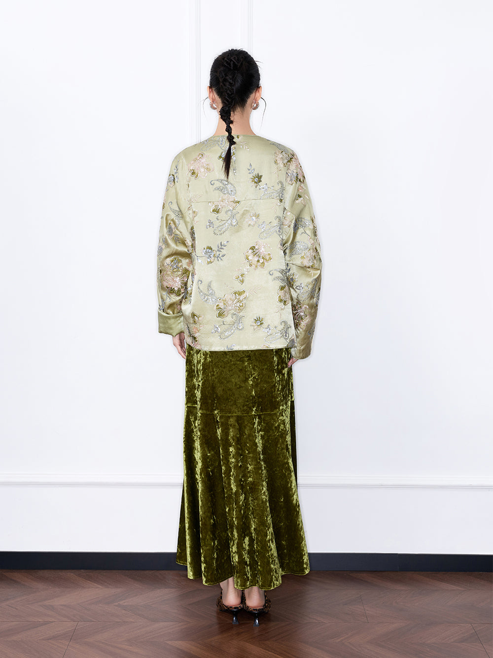 MUKZIN“Capsule Collection”Light Green Jacquard Embroidery New Chinese Style Loose Jacket