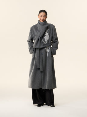 MUKTANK×LOUMUTAKU Gladiolus Beaded Embroidery Scarf Coat